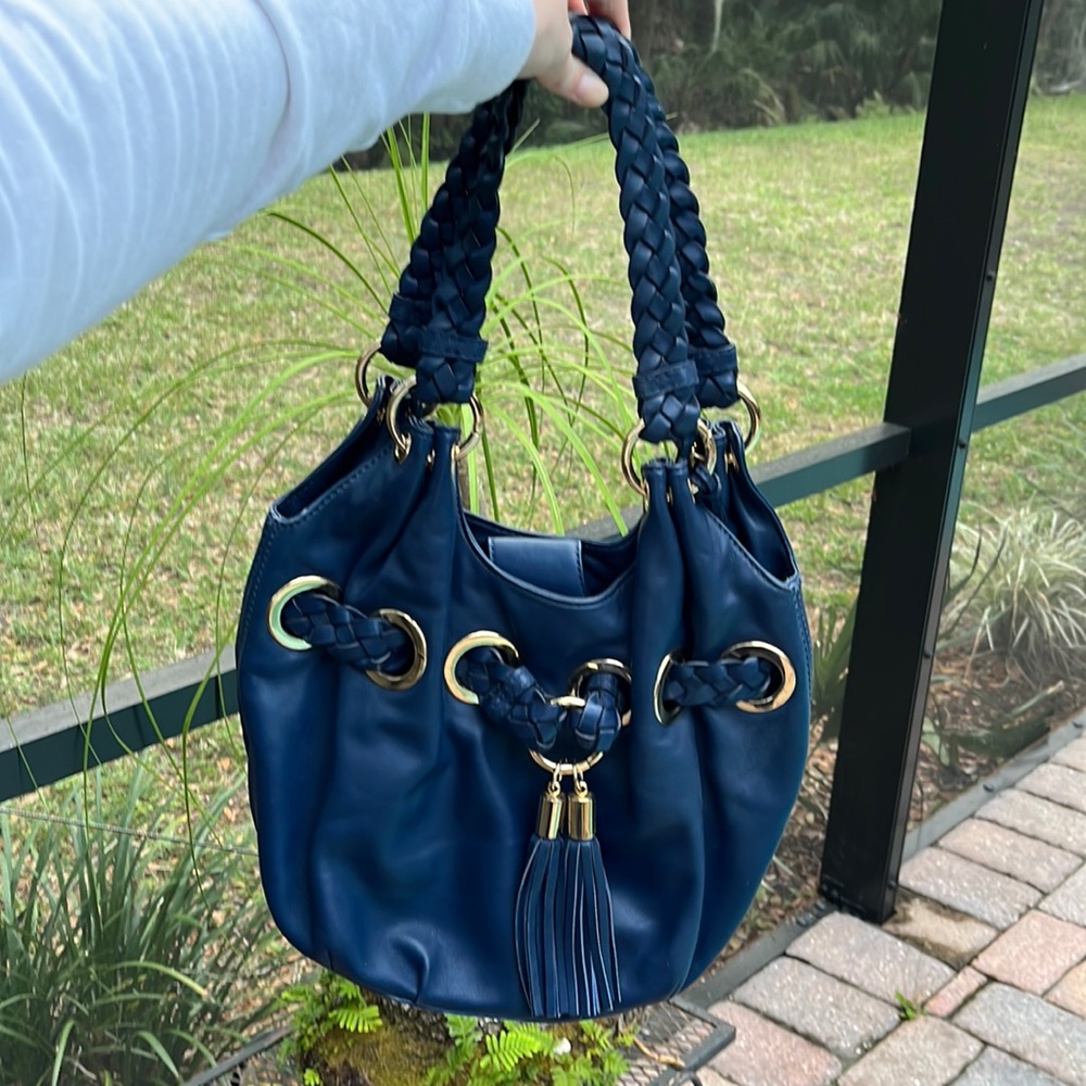 Michael Kors Blue Leather Purse with Matching Wallet